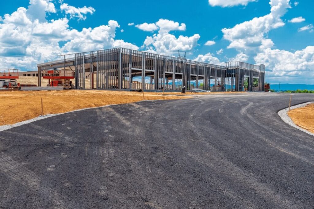 Large metal commercial building in progress by Idaho Falls Commercial Construction Apollo Construction Company Inc.